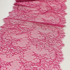 Bordure en dentelle rose foncé, dentelle française, dentelle de Chantilly, dentelle de mariée, dentelle de mariage, dentelle jarretière, dentelle de robe de soirée, dentelle de lingerie, L9236