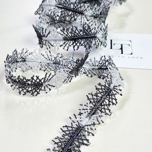 Zwart-wit glanzend kant trimmen op maat gesneden, kerst sneeuwvlokken decoratie lint, fournituren kant trim, LL7471