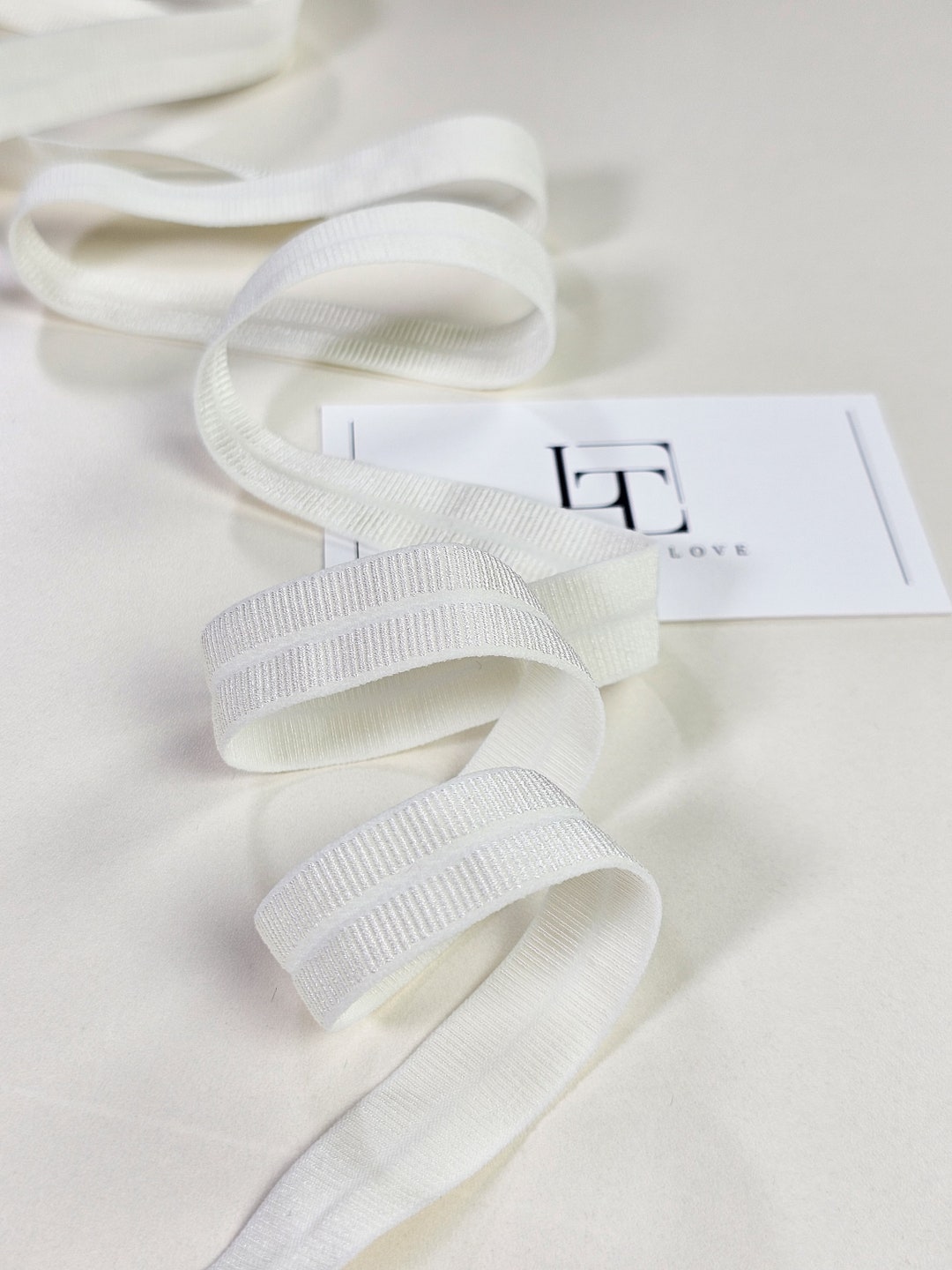 White Stretch Fold-over Grosgrain Ribbon for Haberdashery, White ...