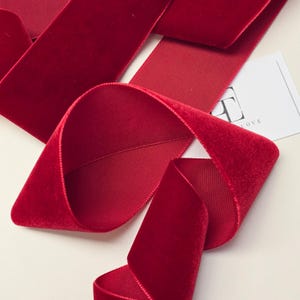 Rotes Samtband, Weihnachtskranz, 5 cm breites Girlandenband, Meterware, ST1089