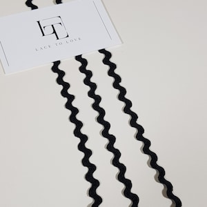 Fita preta rick rack, acabamento preto jumbo ric rac de 1,4 cm/0,55 polegadas de largura, vendida por jarda, ST1063
