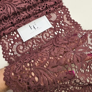 Bordure en dentelle extensible marron par mètre, bordure en dentelle de mercerie élastique bordeaux, LL2052