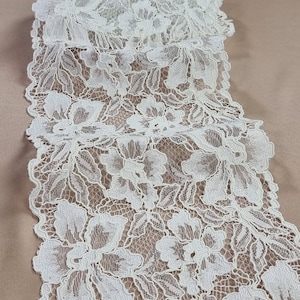 Garniture en dentelle de fleurs ivoire, dentelle d'Alençon française, dentelle de robe de mariée, voile de dentelle blanc, dentelle de jarretière, dentelle de lingerie, L97713