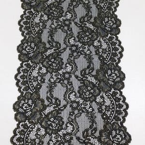 Passamaneria in pizzo nero oro, passamaneria in pizzo francese Chantilly, bordo in pizzo da sposa, bordo in pizzo smerlato con ciglia, merceria di lingerie floreale, J44611