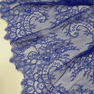 Pizzo blu Passamaneria, Pizzo Chantilly, Pizzo francese, Pizzo da sposa, Pizzo smerlato Pizzo ciglia Pizzo floreale Pizzo Pizzo tagliato a misura EVSL037C