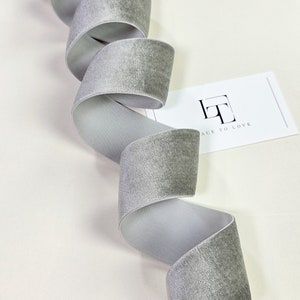 Nastro elastico in velluto grigio verdastro tagliato su misura, nastro largo in velluto, fiocco regalo in tessuto di velluto grigio, nastro per capelli, HDS006_1