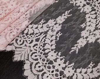 Pink lace Trim, Chantilly Lace French Lace, Bridal lace, Wedding Lace, Scalloped lace Eyelash lace Floral Lace Lingerie Lace L22822_6