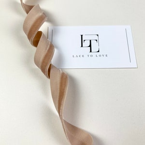 Nastro elastico in velluto beige tagliato a misura, nastro stretto in velluto, fiocco regalo in velluto, nastro per capelli in velluto, rifinitura in velluto, DB1010