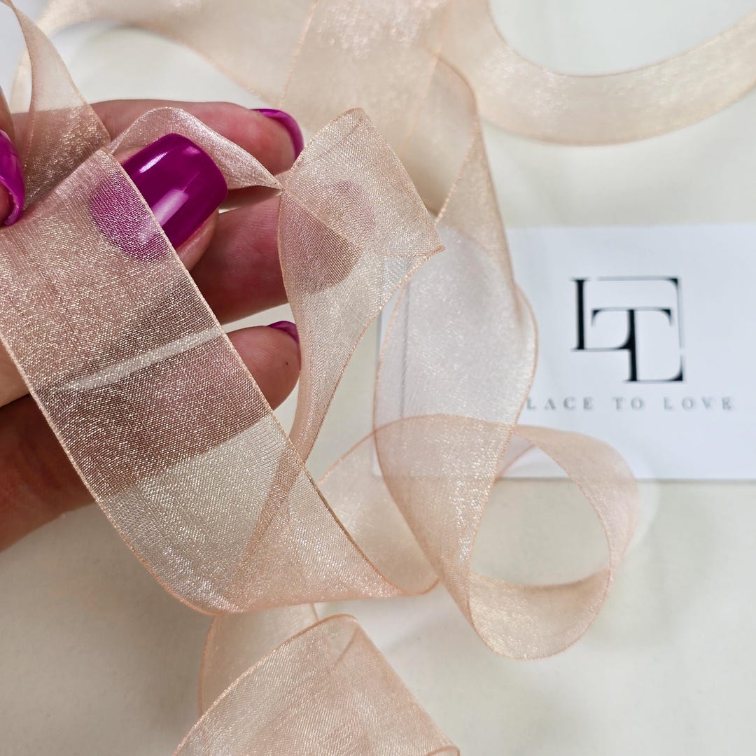 25mm Light Beige Muslin Ribbon by the Yard, Skin Color Shiny 2.5cm Wide ...