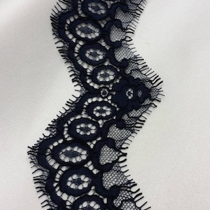 Blauw met zwart garen Alencon Lace Trimmen, Spaanse stijl, lingeriekant, avondkant trimmen L19211