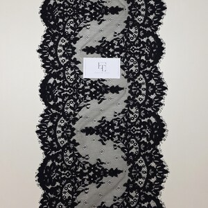 Passamaneria in pizzo chantilly nero con cordoncino, bordo in pizzo francese, bordo in pizzo da sposa, WDL6017