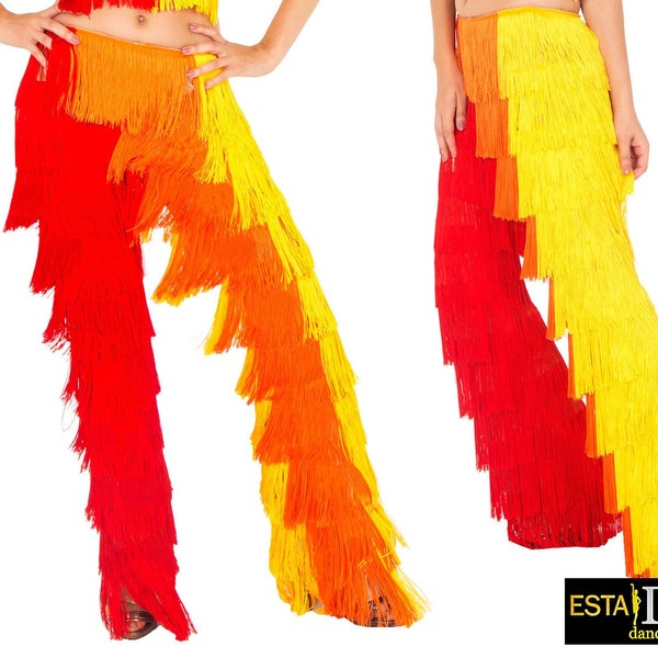 Tassel Pants Ardorosa Fire Color Fringe Salsa Custom-Made