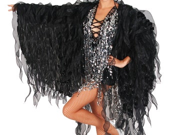 Organza Flame Jacket Flame Dream Diva Drag Queen Vegas  Cabaret Show Fringe Bolero Custom-Made