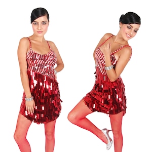 Latin Salsa Dress Salsita Roja Ballroom Costume Sequin Outfit - Etsy