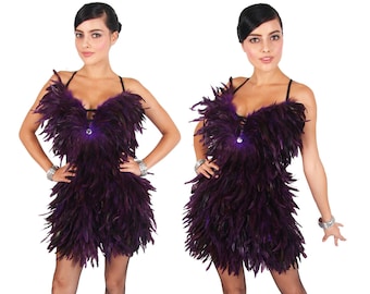 Latin Feather Dress Pluma la Diva Rio Carnival Vegas Showgirl Outfit Custom-Made