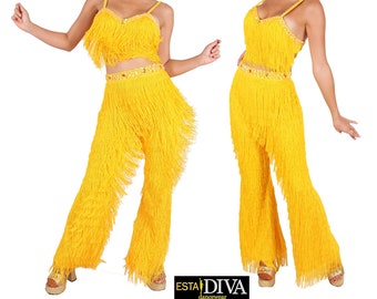 Fringe Pants Outfit Latin Salsa Tassel Trousers Ballroom Costume Custom-Made