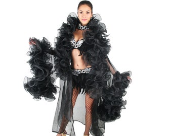 Organza Coat Soir Noir Striptease Burlesque Jacket Diva Custom-Made