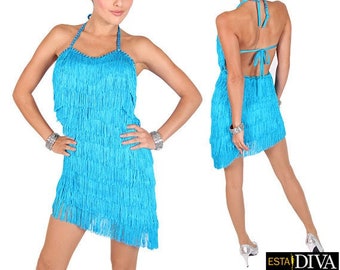 Latin Fringe Dress Fina Fringe Ballroom Tassel Dancesport Outfit Custom-Made