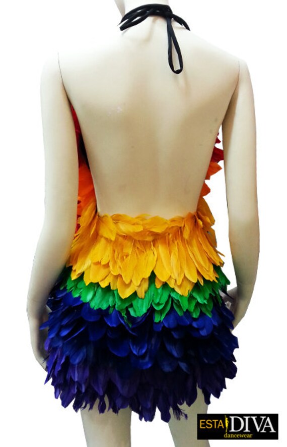 rainbow skirt feather