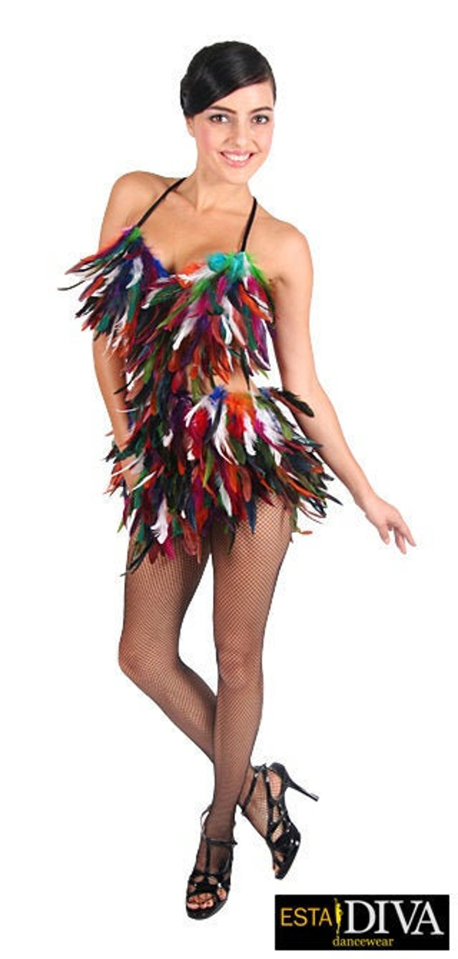 Feather Dress Pluma Colorida Showgirl Vegas Outfit Rio Costume Etsy