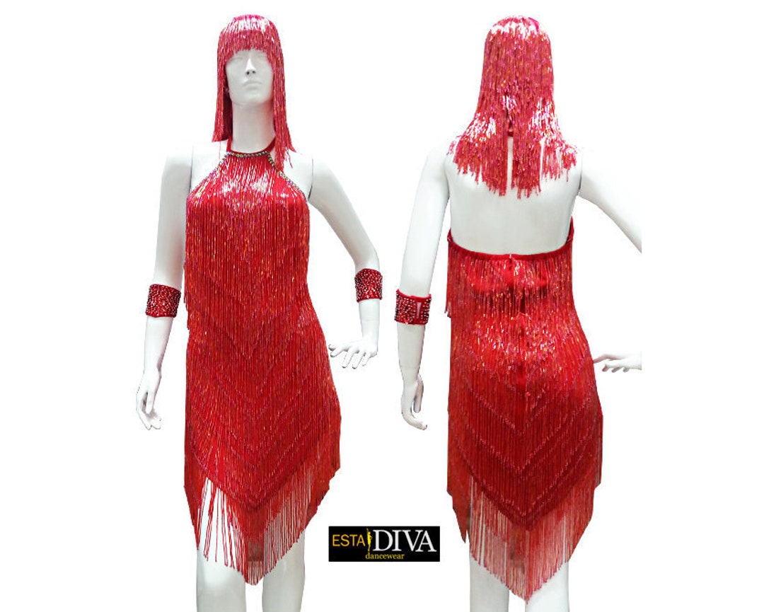 Beaded Fringe Dress Perla Franja Latin Ballroom Outfit Etsy