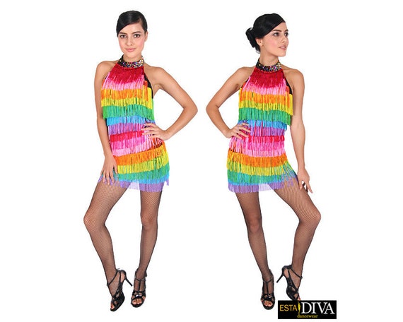 rainbow fringe dress