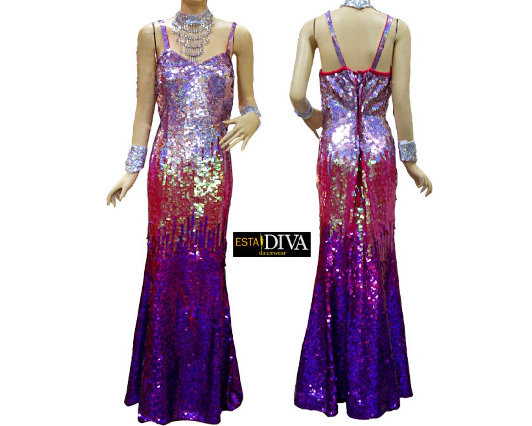 Sequin Gown Sparkling Diva Color Gradient Pattern Cabaret Show - Etsy