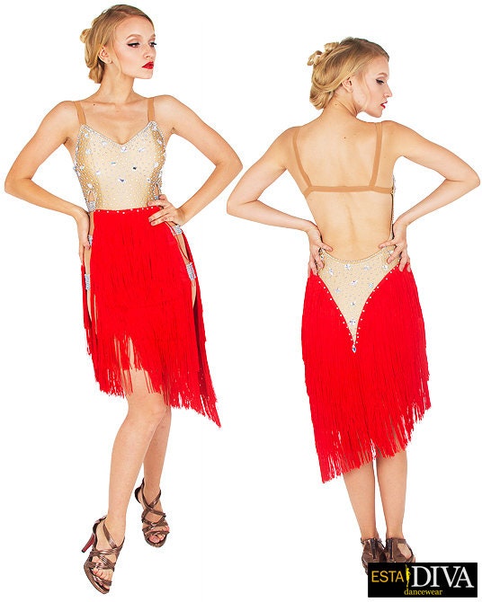 Latin Dress Galana Latina Tassel Ballroom Dancesport Outfit | Etsy