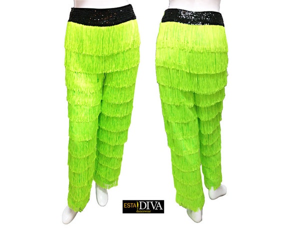 Fringe Pants Salsa Aguda Latin Ballroom Tassel Trousers Custom-made -   Israel