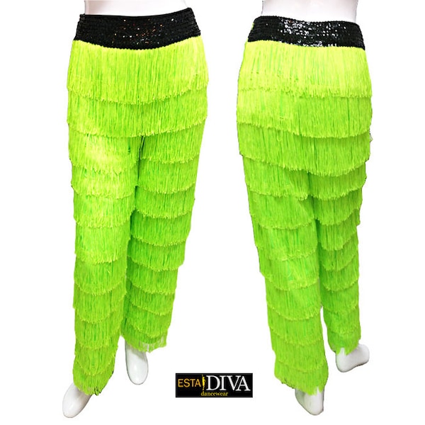 Fringe Pants Salsa Aguda Latin Ballroom Tassel Trousers Custom-Made