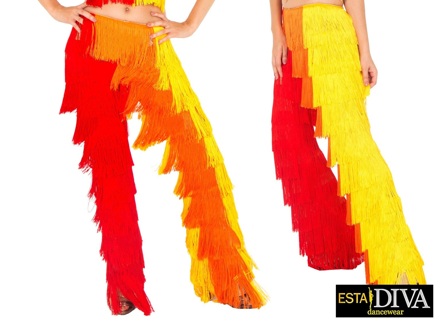 Tassel Pants Ardorosa Fire Color Fringe 