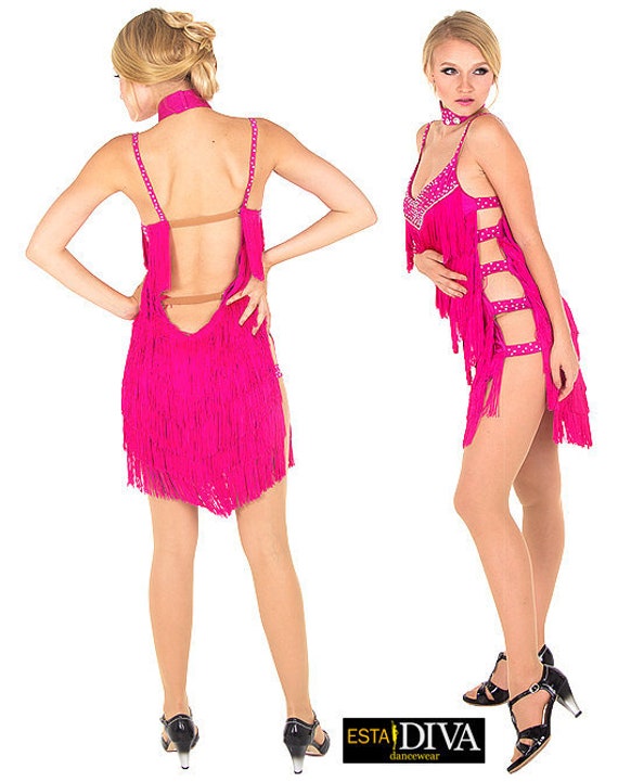 Rhinestone Diva Fringe Dress - Pink