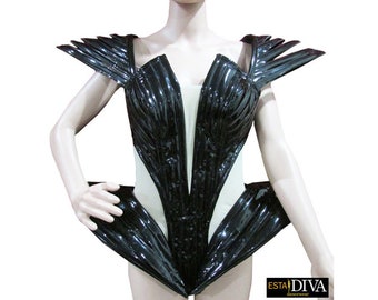 Sci Fi Outfit Gaga Black Science Fiction Futuristic Corset Custom-Made