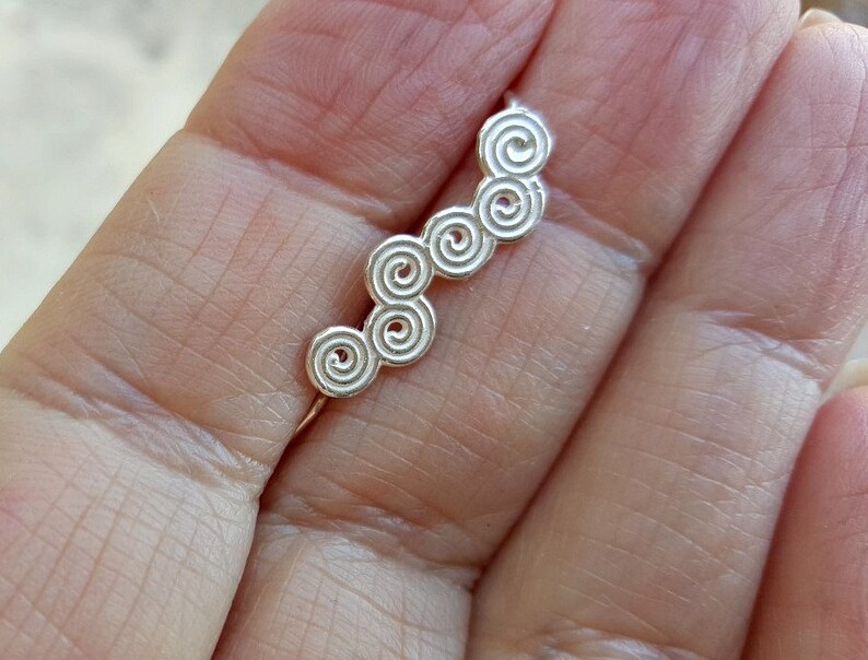 Spiral Ear Cuff Earring Ear Pin Silver Ear Climber Earring Sterling Ear Jacket Swirl Ear Crawler earring