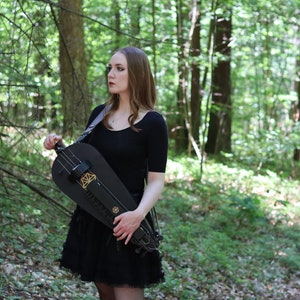 Black colour Long scale hurdy gurdy with a trompette buzzing bridge / wheel lyre / vielle a roue / Fairygurdies image 5