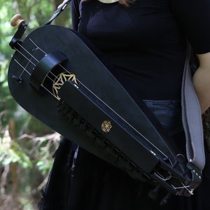 Black colour Long scale hurdy gurdy with a trompette buzzing bridge / wheel lyre / vielle a roue / Fairygurdies image 2