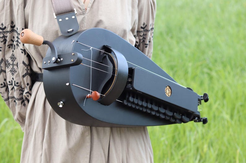 NEW STANDARD MODEL! Black Tear Shaped Hurdy Gurdy - With a Trompette ...