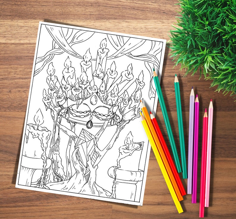 Crown King and Queen 50 Printable Coloring Page, Instant Download PDF