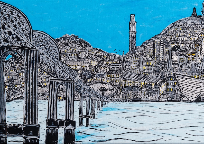 Dundee. Dundee Skyline Painting by Pamela Scott. High Quality Etsy