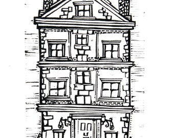 Townhouse (Original Linocut Print)