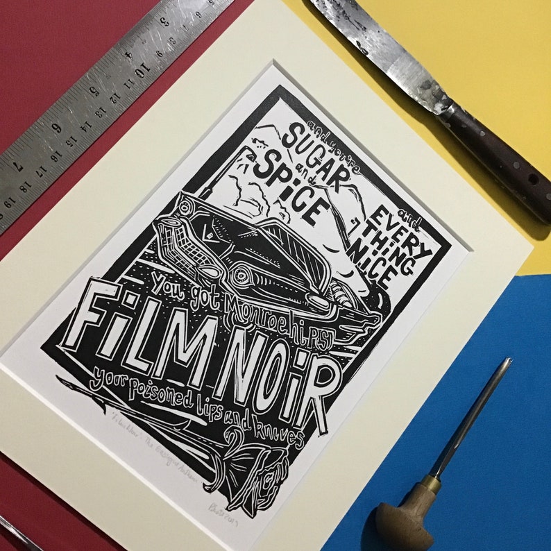 Film Noir by the Gaslight Anthem. 8 x 10 Linocut Etsy
