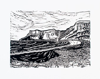 Talisker Bay (Original Linocut Print)