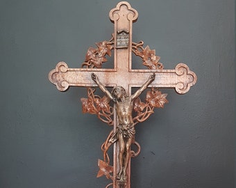 Antique French Crucifix wooden Cross Catholic