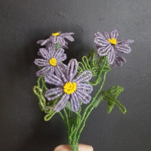 French antique glass beaded flower stem for funeral wreath making