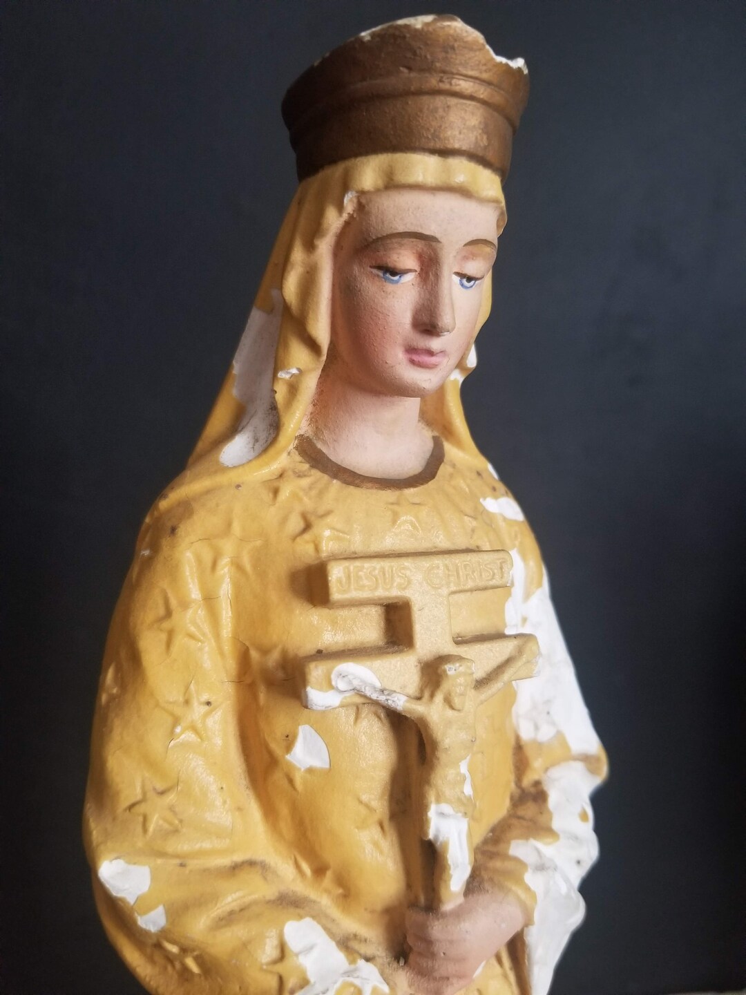French Antique Our Lady of Pontmain Plaster Statue. Glows in Etsy