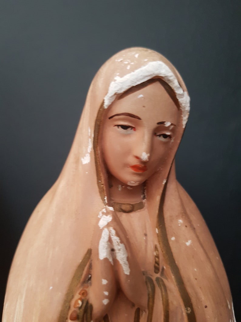 Our Lady of Fatima antique plaster statue. Signed Corneille | Etsy