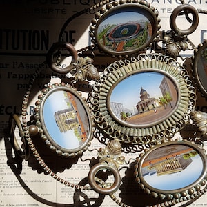 Ancien plateau souvenir Grand tour de Paris de l'Exposition universelle de 1867 avec le Palais Omnibus.