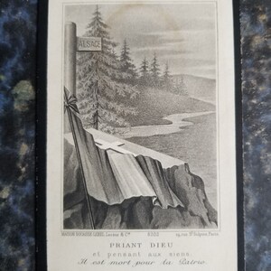 Carte funéraire antique française pour un soldat de la Première Guerre mondiale