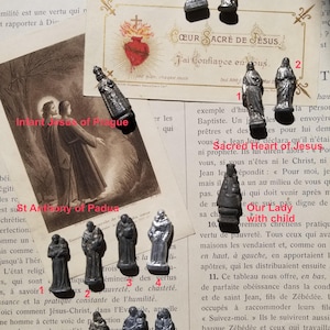 Antigua figura francesa de bolsillo de viaje de Santa María o Jesús. Figuras vendidas por separado.