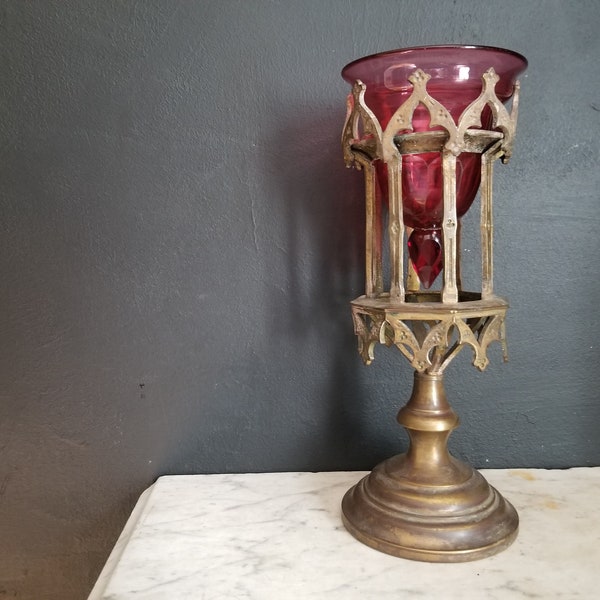 French antique altar oil lamp / sanctuary light.